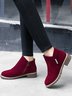 Women's British Style Round Toe Comfortable Zip Low Heel Boots