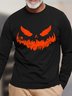 Men Pumpkin Light Halloween Loose Cotton Crew Neck T-Shirt