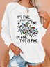 Women Funny I’m Fine Everything Is Fine Christmas Lights Crew Neck Loose Sweatshirts