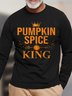 Men Pumpkin Spice King Happy Halloween Crew Neck Casual T-Shirt