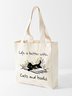 Life Is Better With Cats And Books Shopping Tote Bag