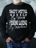 Men Sheet Metal Fishing Legend Letters Casual Sweatshirt