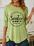 Women Funny Seester Noun Best Cool Sister Simple Long Sleeve Tops