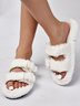 Casual Buckle Furry Slippers
