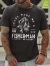 Men's Jesus Made Me A Fisher Of Man Waterproof Oilproof And Stainproof Fabric Loose Crew Neck Casual T-Shirt