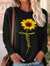 Womens Sunflowers Jesus Long Sleeve Tops