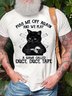 Men Black Cat Piss Me Off Again Duct Tape Crew Neck Cotton T-Shirt