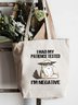 I'm Negative Cat Animal Graphic Shopping Tote Bag