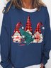 Womens Christmas Gnomes Buffalo Plaid Casual Crew Neck Sweatshirts