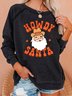 Women's Christmas Howdy Santa Crew Neck Regular Fit Casual Sweatshirts