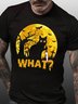Men's Halloween Black Cat What Funny Cotton Casual T-Shirt