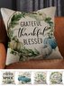 18*18 Banquet Party Harvest Season Pumpkin Flower Vine Leaf Letter Print Home Pillowcase