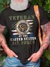 Men Veteran Of The United States Air Force Casual Text Letters Crew Neck T-Shirt