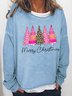 Women's Merry Christmas Tree Casual Loose Cotton-Blend Sweatshirts