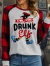 Lilicloth X Paula I‘m The Drunk Elf Women's Christmas Long Sleeve Buffalo Plaid T-Shirt