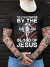 Men's Fully Vaccinated By The Blood Of Jesus Funny Casual Crew Neck America Flag T-Shirt