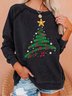 Women Christmas Tree Star Snowflake Loose Cotton Casual Sweatshirts