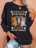 Women's Funny Jesus Is My Savior Cats Are My Therapy Cat Graphic Graphic Text Letters Sweatshirt