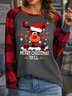 Women's Merry Christmas Ya’ll Moose Hat Polyester Cotton Casual Long Sleeve Top