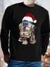 Men's Robot With Santa Hat Spend Christmas Funny Graphic Print Casual Sweatshirt