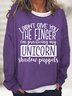 Women Sarcastic Saying I Didn't Give You The Finger I'm Practicing My Unicorn Shadow Puppets Sweatshirt