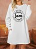 Funny Word I am Inspiration Casual Text Letters Crew Neck Sweatshirt Dress