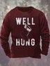Mens Christmas Stocking Well Hung Funny Graphics Printed Cotton-Blend Loose Sweatshirt