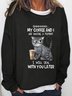 Womens Black Cat Shh My Coffee And I Are Having A Moment funny Casual Sweatshirt