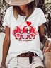 Women's Cute Gnomes Heart Valentines Simple Cotton-Blend Heart  T-Shirt