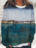 Women's Crew Neck Abstract Casual Off Shoulder Sleeve Sweatshirt