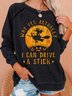 Women's Funny Halloween Witch Shirt, Yes I Can Drive A Stick Casual Sweatshirt