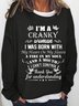 Women's Funny I'm A Cranky Woman Crew Neck Casual Letters Top
