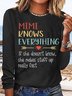 Women's Vintage Mimi Knows Everything Family Gifts Crew Neck Casual T-Shirt