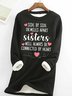 Women's Funny Word Side By Side or Miles Apart Crew Neck Simple Text Letters Sweatshirt