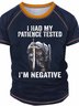 Men's I Had My Patience Tested I'm Negative Raglan Sleeve Text Letters T-Shirt