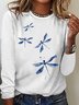 Women's dragonfly Print Crew Neck Casual Top