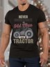 Men’s Never Underestimate An Old Man With A Tractor Casual Text Letters T-Shirt