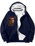 Men's The Christmas Squirrel Funny Graphic Print Hoodie Zip Up Sweatshirt Warm Jacket With Fifties Fleece