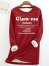 Women's Funny Glamma Grandma Simple Loose Text Letters Crew Neck Sweatshirt
