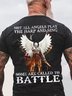 Men's Not All Angels Play The Harp And Sing Some Are Called To Battle Funny Graphic Printing Cotton Text Letters Casual Crew Neck T-Shirt