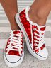 Valentine's Day Heart Printed Plus Size Casual Canvas Sneakers