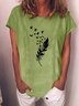 Women's Feather Pattern Casual T-Shirt