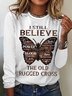 Women's I still believe in amazing grace Butterfly Christian Cotton-Blend Simple Top
