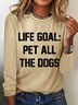 Women's Dog Lover Pet All The Dogs Simple Cotton-Blend Long Sleeve Top