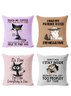 18*18 Set of 4 Funny I Am Fine Black Cat Letter Backrest Cushion Pillow Covers, Decorations For Home