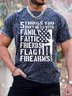 Men's I Things You Don't Mess With Family Faith Friends Flag  Firearms Print Crew Neck Casual Loose Text Letters T-Shirt