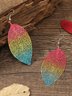 Boho Retro Ombre Leaf Earrings Vacation Style Beach Jewelry