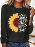 Women‘s Sunflower God Is Within Her She Will Not Fall Long Sleeve T-Shirt