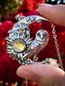 Ethnic Vintage Silver Owl Moon Necklace Sweater Dress Matching Jewelry
