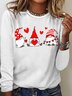 Women's Valentine Gnomes Hearts Crew Neck Casual Top